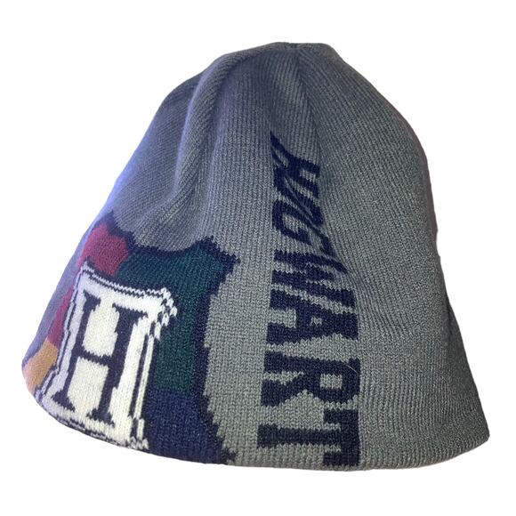 Officially Licensed Harry Potter Hogwarts Reversible Knit Black Gray Beanie-OS - Picture 8 of 11